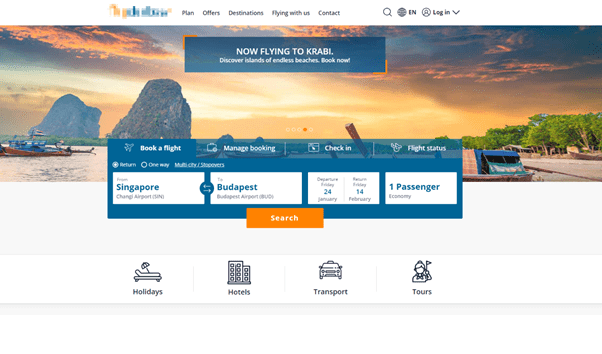 airline website